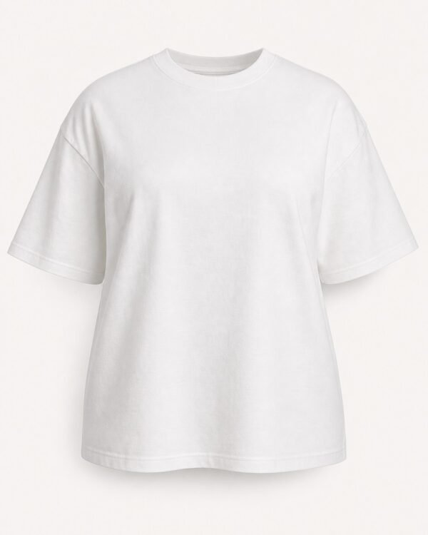 White plus size heavyweight cotton t-shirt, front view