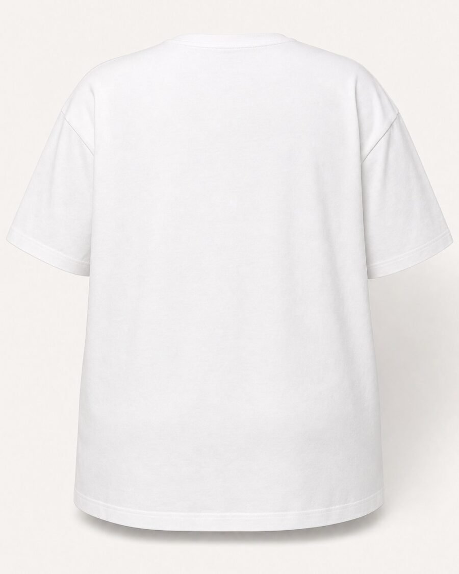 White plus size heavyweight cotton t-shirt, back view